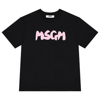 Girls Black & Pink Logo T-Shirt