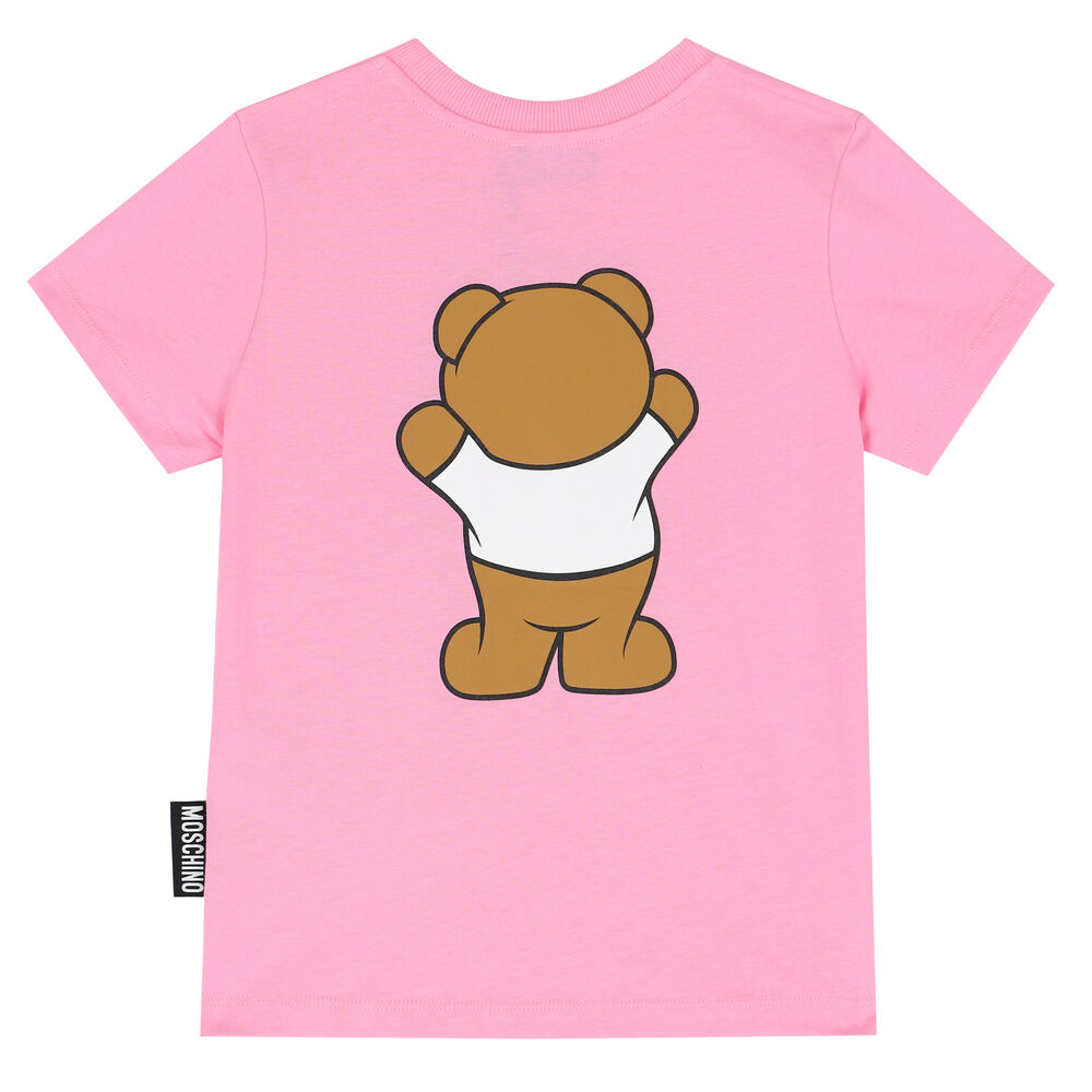 Moschino Girls Pink Teddy Bear Logo T-Shirt