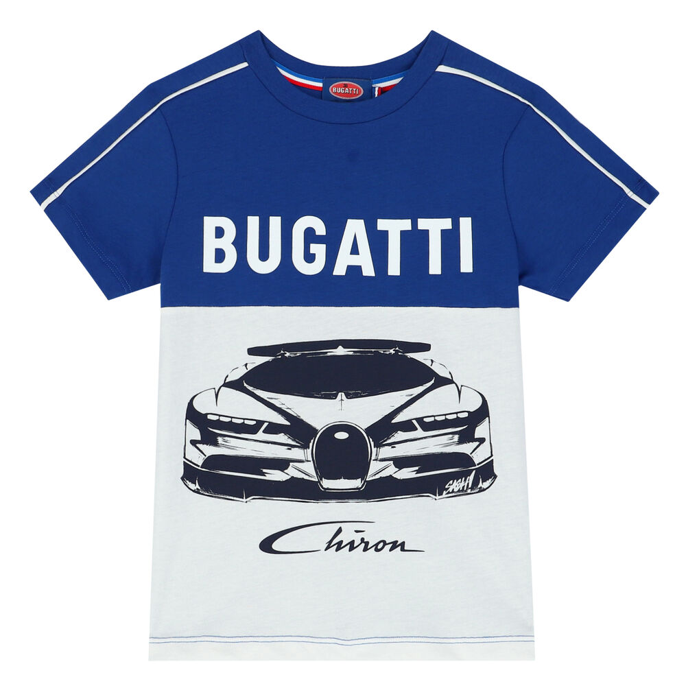 White Bugatti T-Shirt Blue Boys Couture & Junior USA | Logo Junior