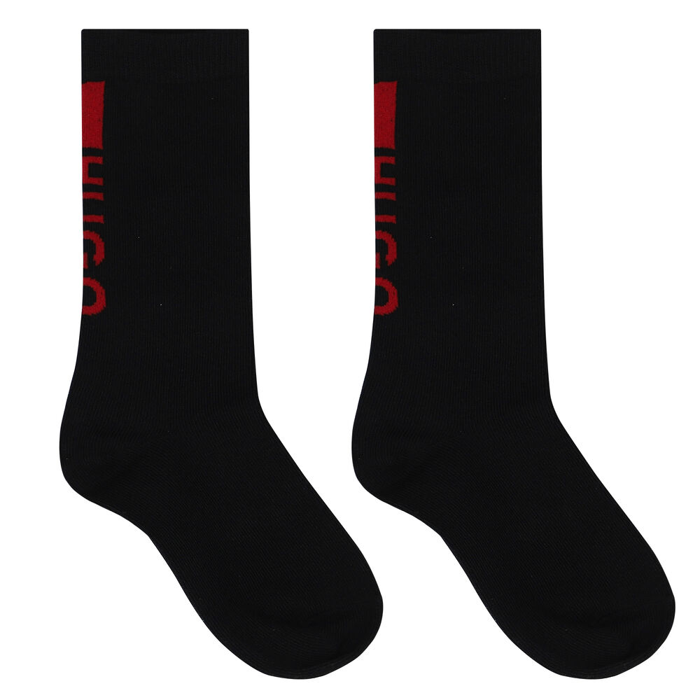 HUGO Boys Socks & Junior White Logo Couture Pack) (2 | Black