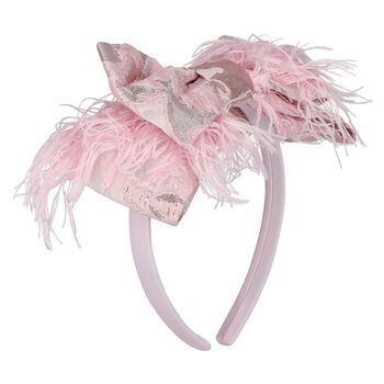 Girls Pink Jacquard Bow Headband