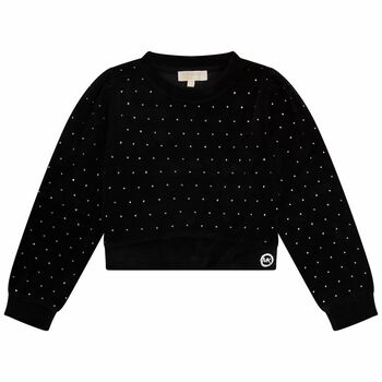 Girls Black Logo Embellished Sweatshirt