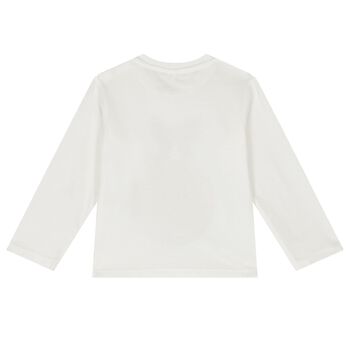 Younger Boys Ivory logo Long Sleeve Top