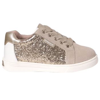 Girls Gold Logo Glitter Trainers