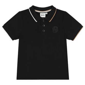 Younger Boys Black Logo Polo Shirt