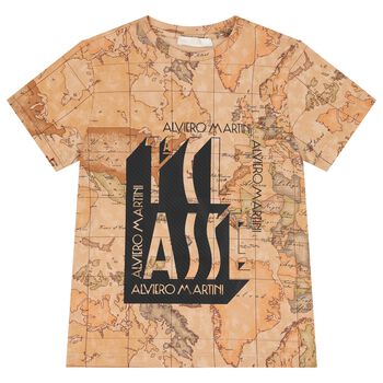 Boys Beige Geo Map T-Shirt