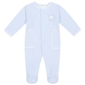 Baby Boys Blue Teddy Bear Babygrow