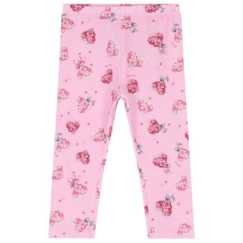 Younger Girls Pink Floral Leggings