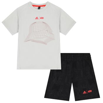 Grey & Black Logo Shorts Set