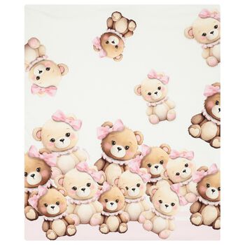 Baby Girls Ivory & Beige Teddy Bear Blanket