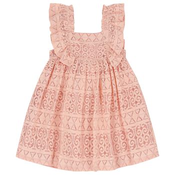 Girls Pink Crochet Lace Dress
