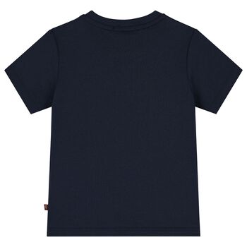 Younger Boys Navy Blue & Blue Logo T-Shirt