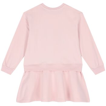 Girls Pink Flower Sweatshirt Dress
