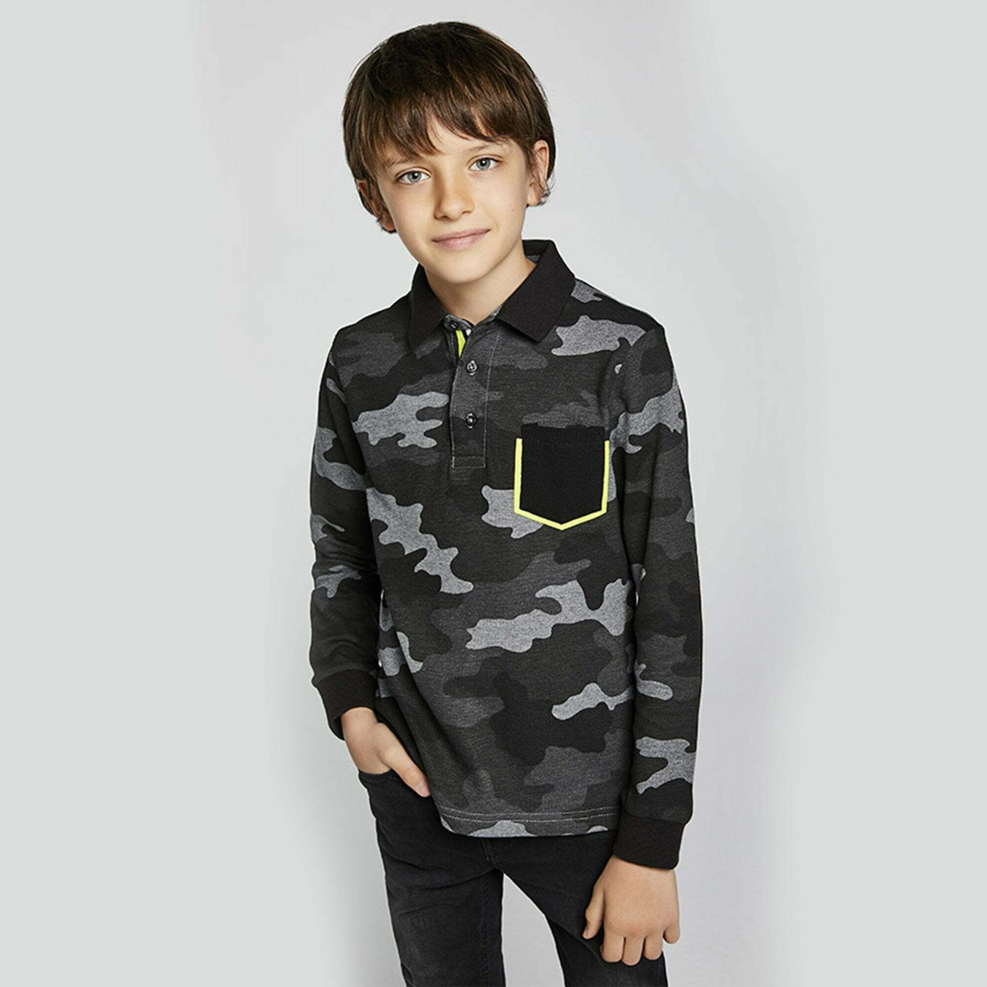 long sleeve camo polo shirt