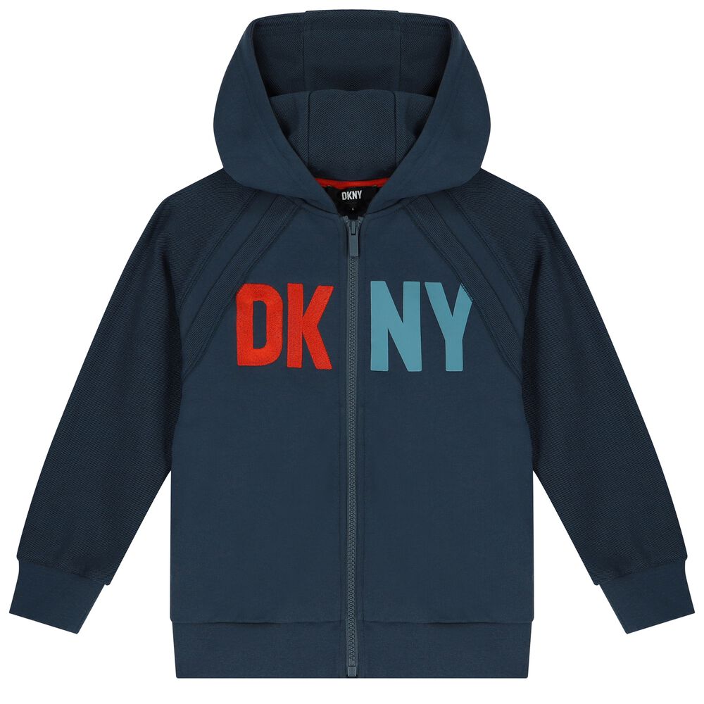 ORIGINAL) DKNY Hoodie With Side Logo - Dark Blue