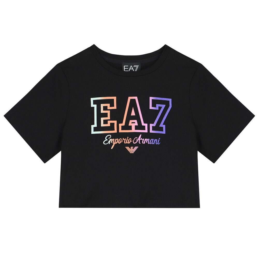 EA7 Emporio Armani Girls Black Logo T-Shirt