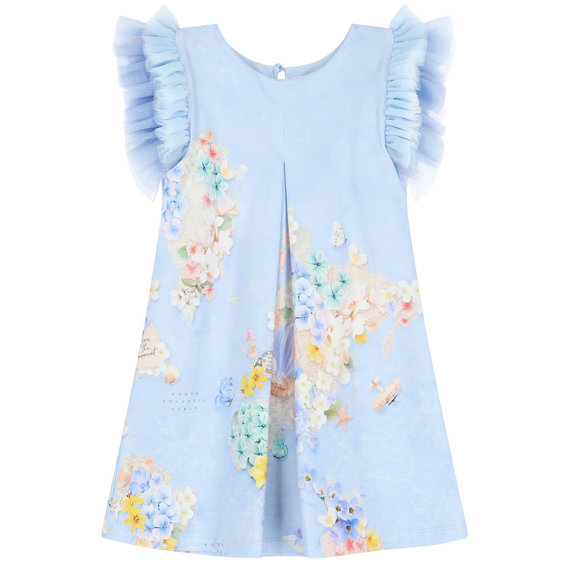 Lapin House floral-print ruffle dress - Blue