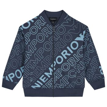 Boys Blue Logo Zip Up Top