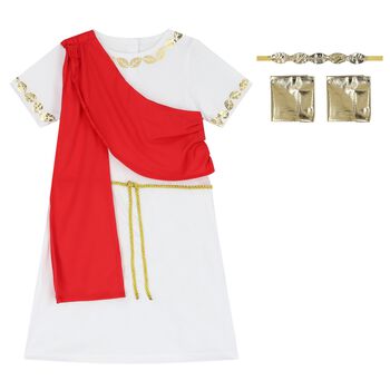 GIrls White & Red Toga Costume