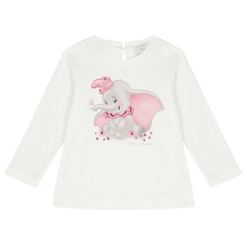 Younger Girls Ivory Long Sleeve Top