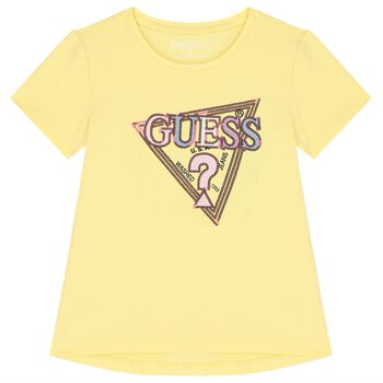 Girls Yellow Embellished Logo T-Shirt