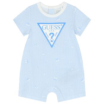 Baby Boys Blue and White Stripe Cotton Shortie