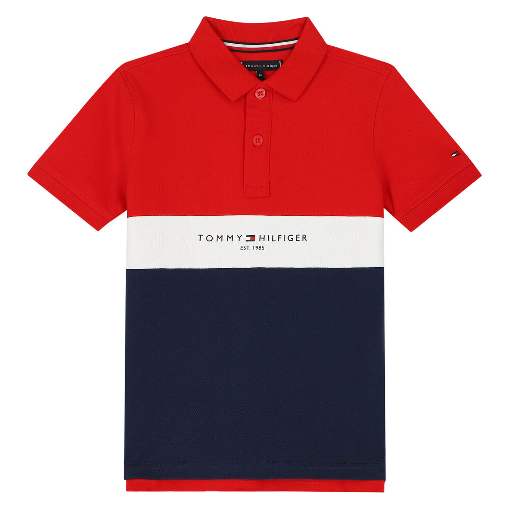Tommy USA Polo Couture Shirt | & Hilfiger Junior Navy Red, White Boys Logo