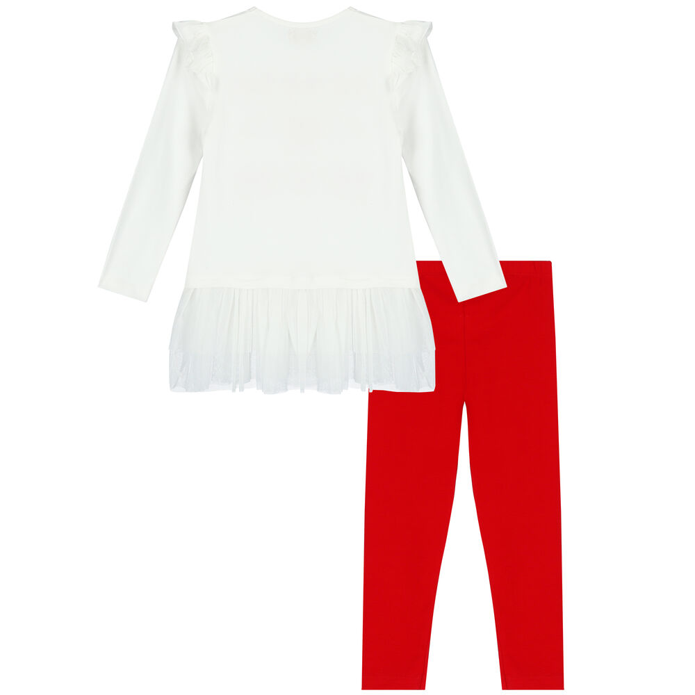 Caramelo Kids - Girls Red Cotton Leggings Set