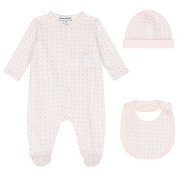 Baby Boys Pink Logo Babygrow Set