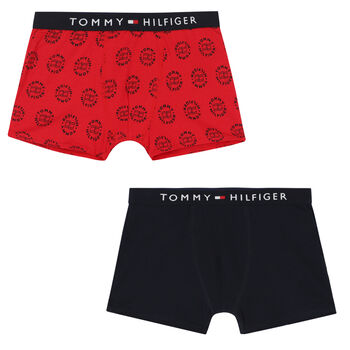 Tommy Hilfiger Boys White & Navy Boxer Shorts (2-Pack) | Junior Couture USA