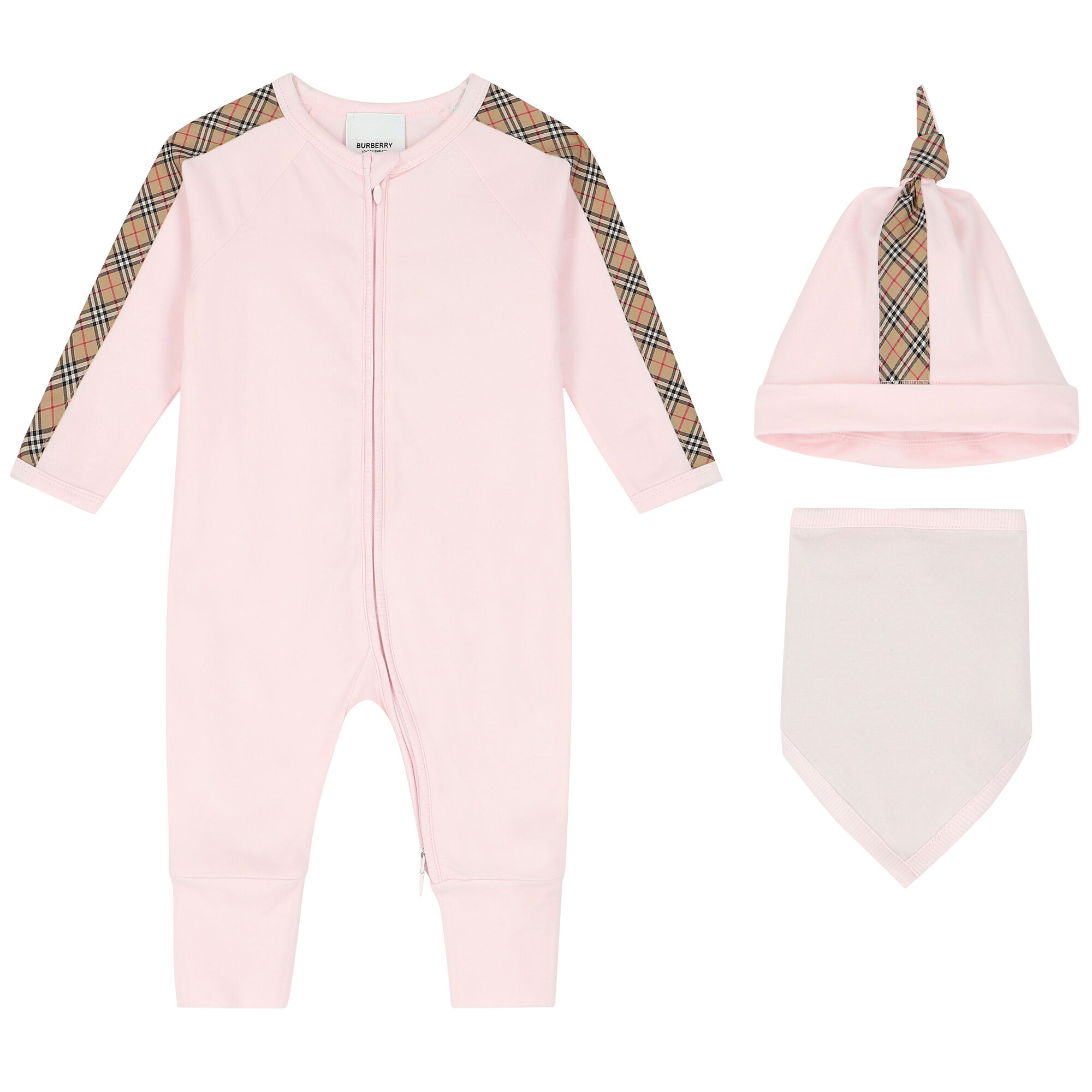 Burberry Baby Girls Pink & Beige Romper Gift Set | Junior Couture USA