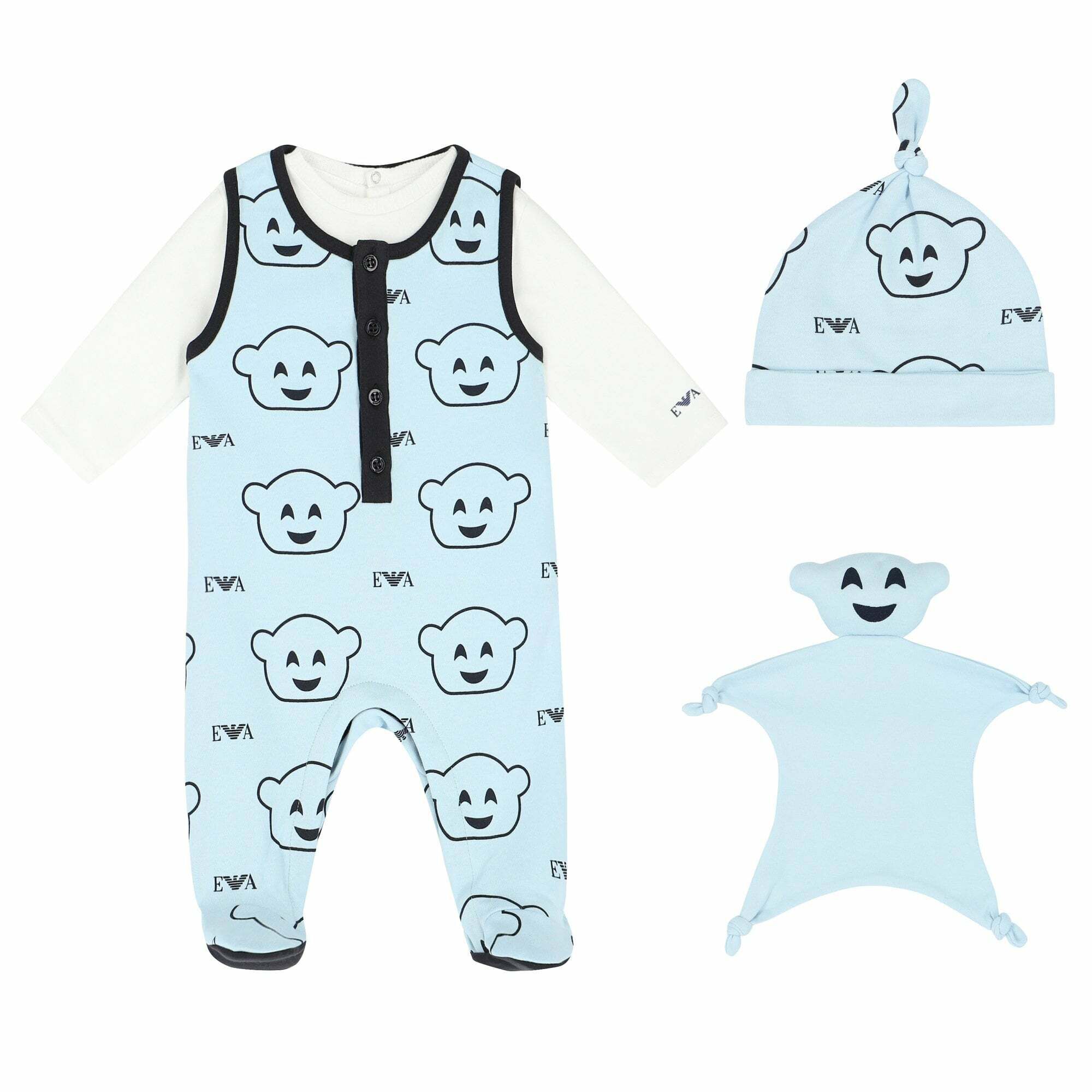 Emporio Armani Baby Boys Blue Babygrow Gift Set | Junior Couture