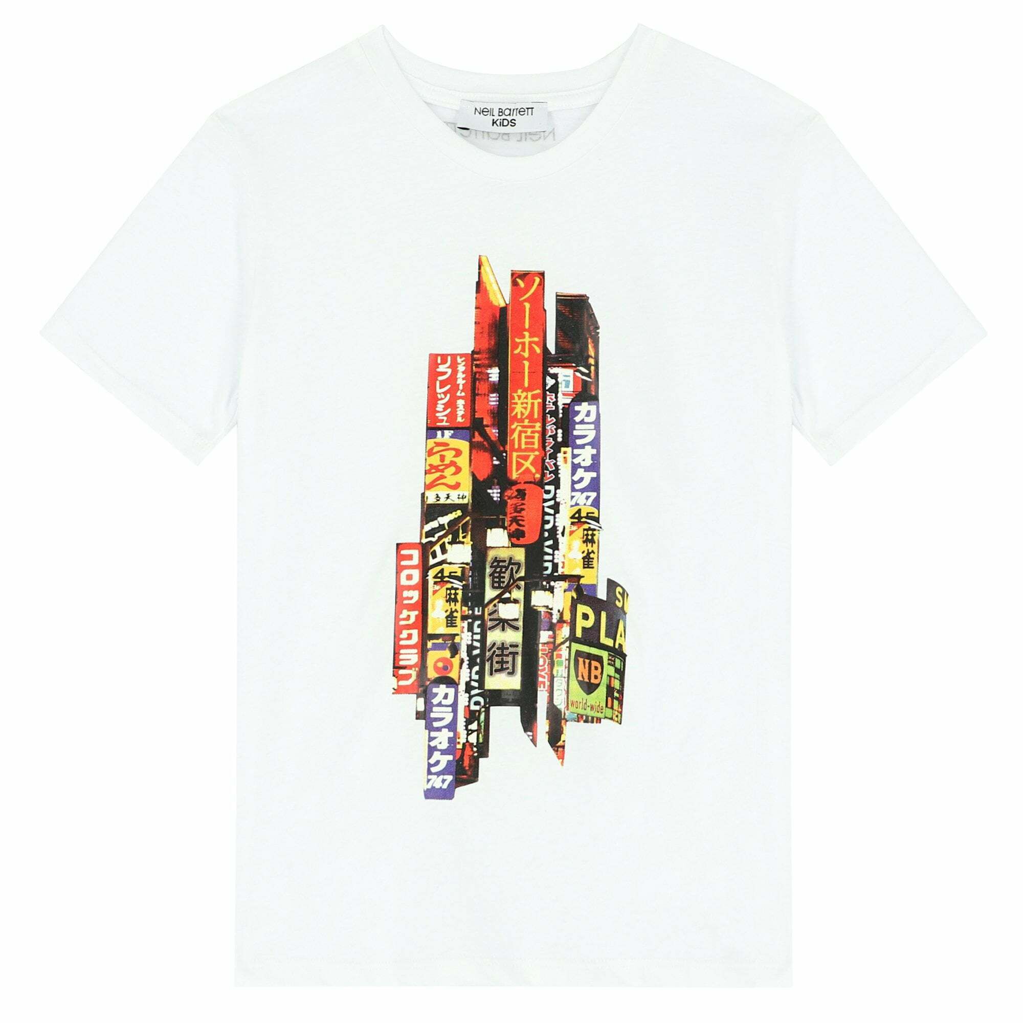 Neil Barrett Boys White Graphic Print T-shirt | Junior Couture