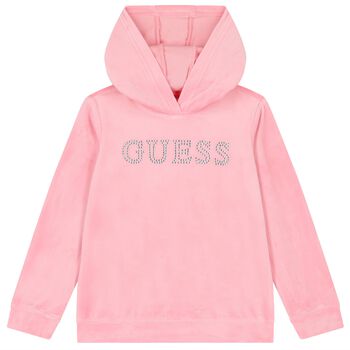 Girls Pink Logo Hooded Top