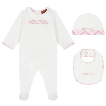 Baby Girls White & Pink Logo Babygrow Gift Set