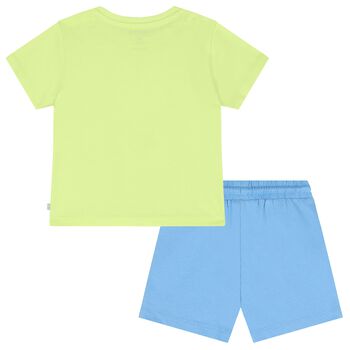 Younger Boys Green & Blue Shorts Set