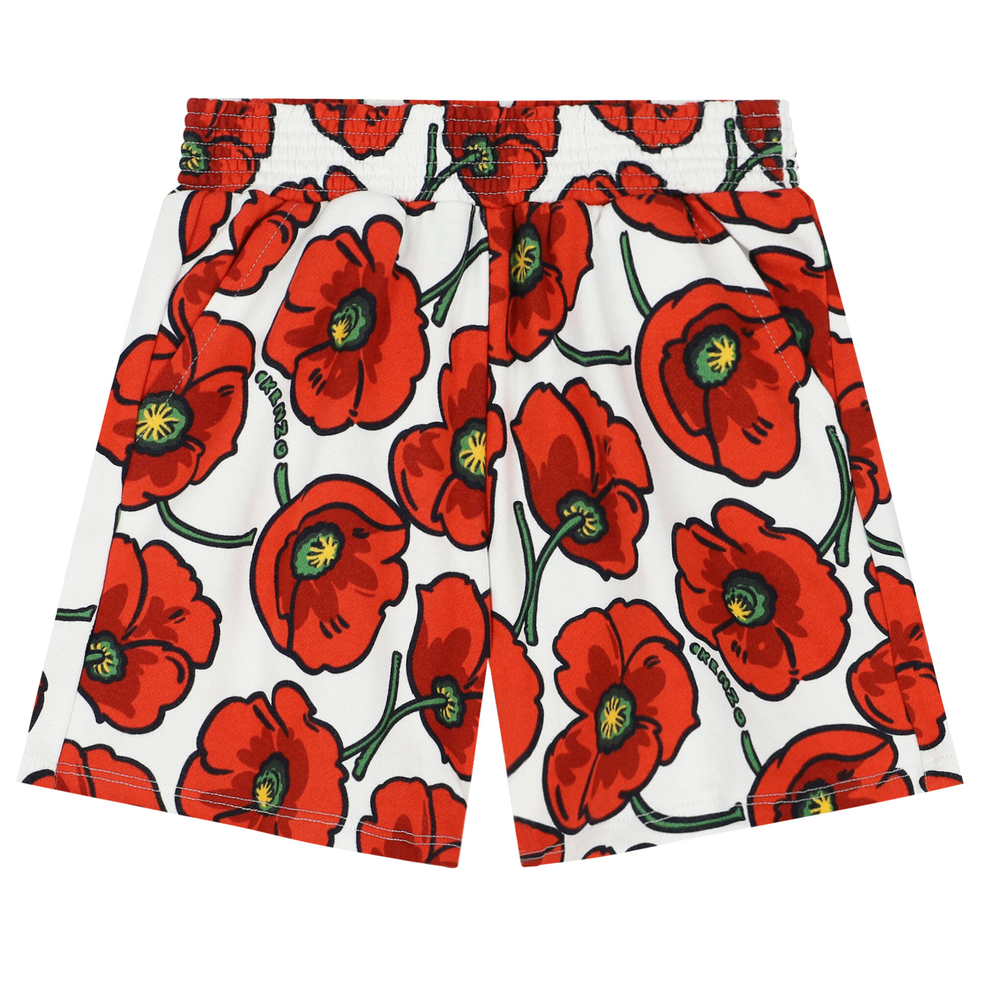 KENZO KIDS Girls White & Red Logo & Poppy Shorts | Junior Couture USA