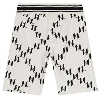 Boys Ivory & Black Logo Shorts