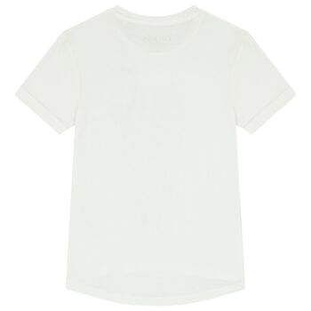 Girls White Embellished Logo T-Shirt