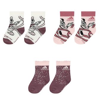 Girls Pink & White Logo Socks ( 3-Pack )