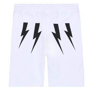 Boys White Thunderbolt Print Shorts
