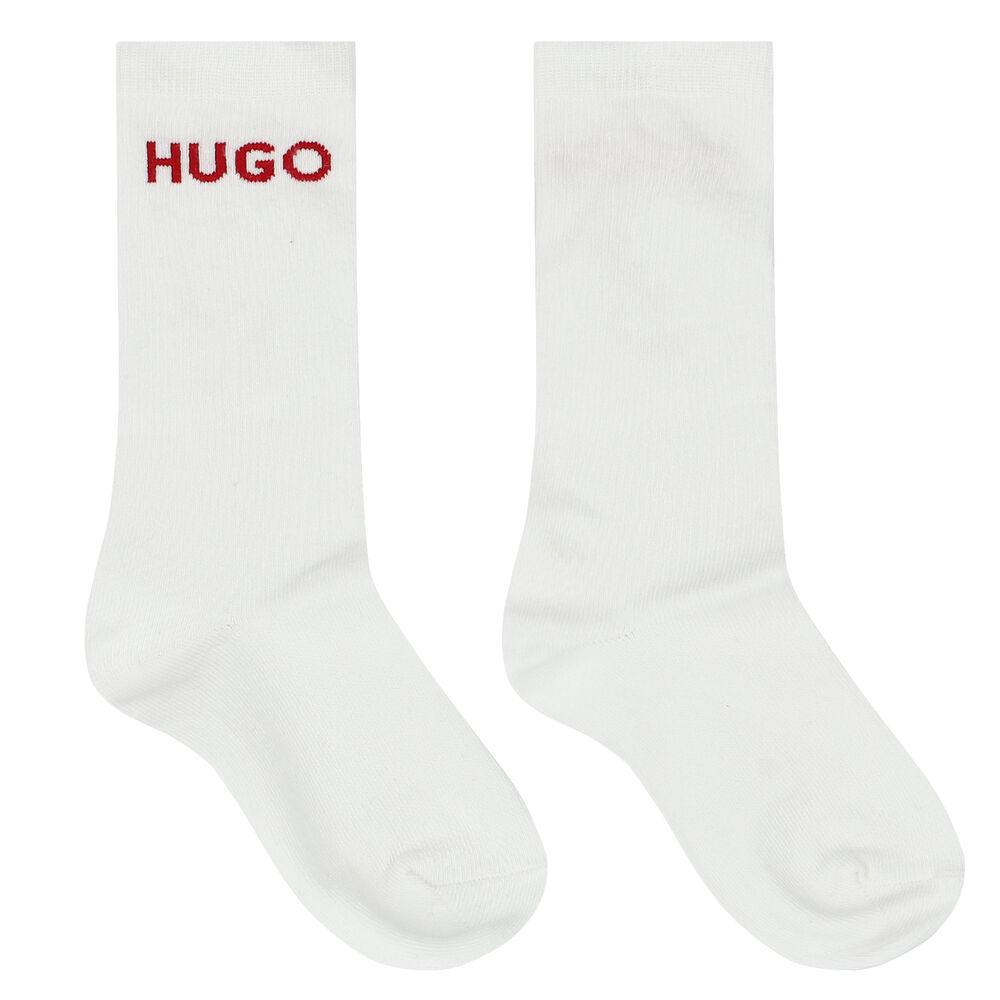 HUGO Boys Black & Junior Socks | Logo White Couture Pack) (2