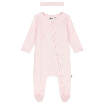 Baby Girls Pink Logo Babygrow Gift Set