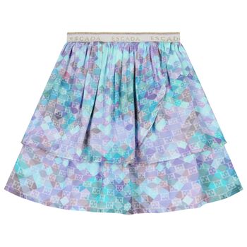 Girls Multi-Colored Logo Layered Skirt