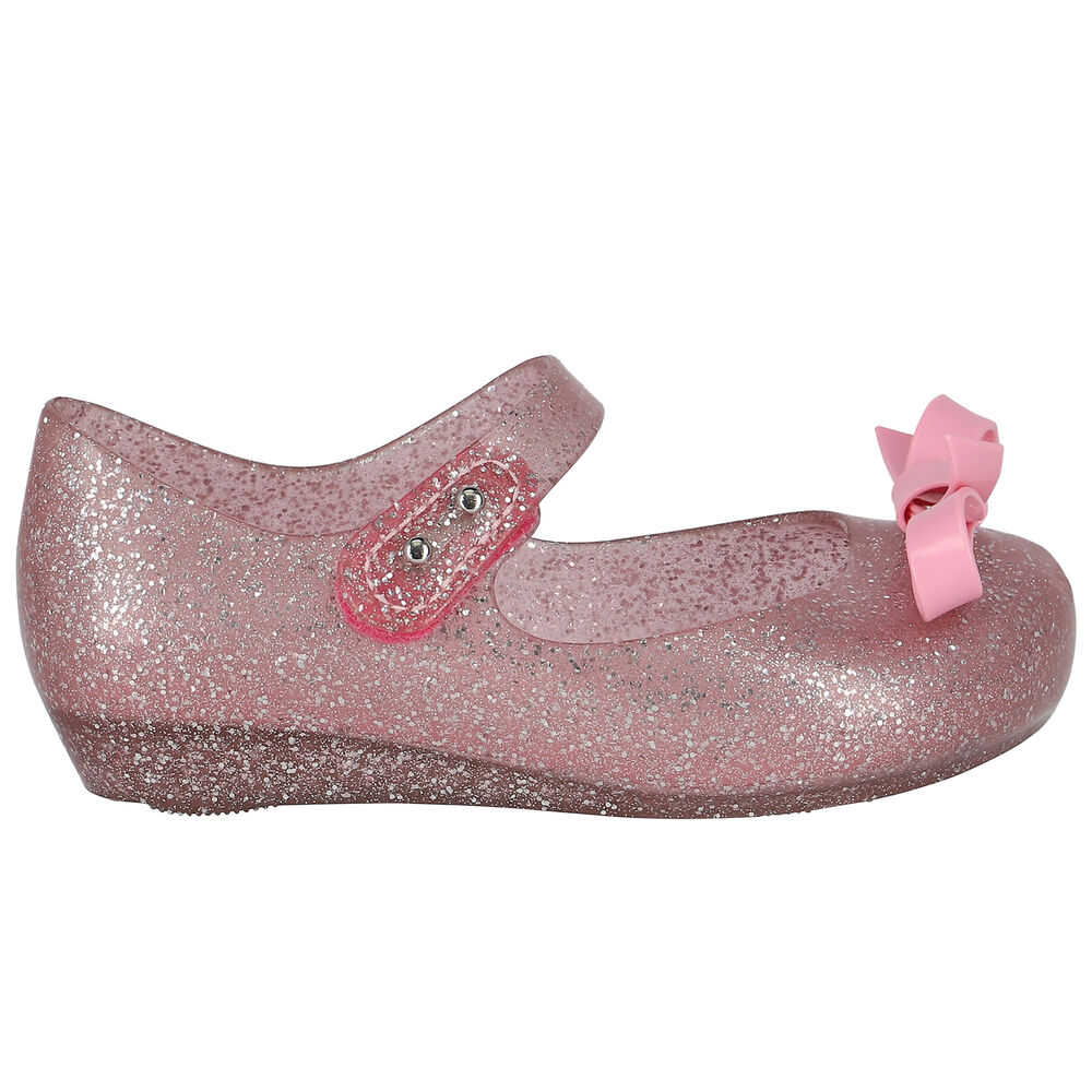 Mini Melissa Bronzing Bow PVC Jelly Fish Mouth Adult Flat Shoes US