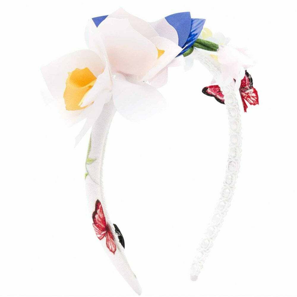 Monnalisa flower-detail head band - White