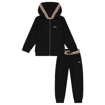 Boys Black Logo Tracksuit