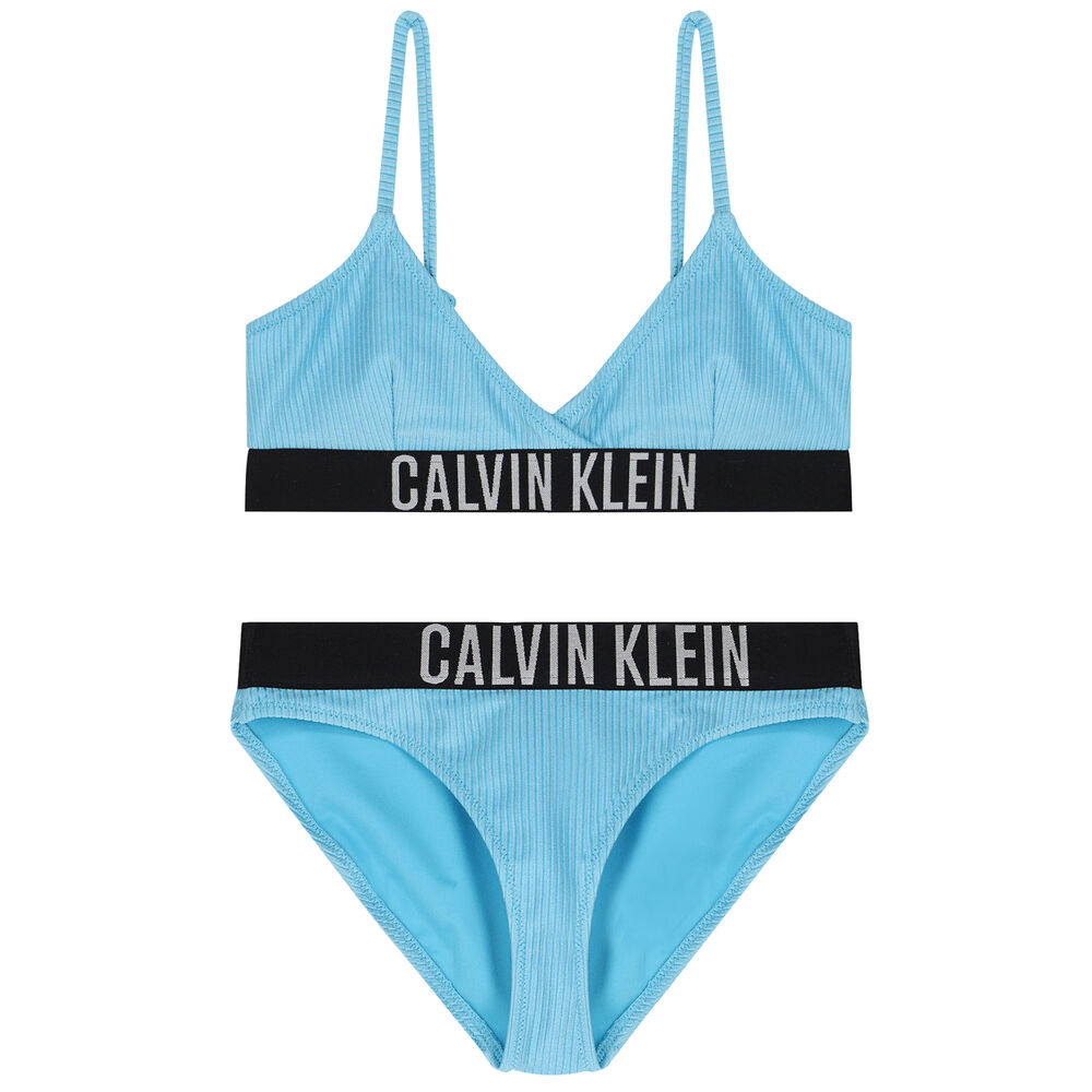 Calvin Klein | Junior Couture Girls Bikini Aqua Ribbed Logo