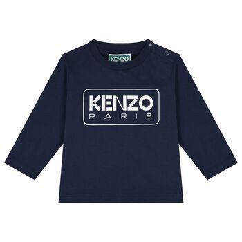 Younger Boy Navy Blue Logo Long Sleeve Top