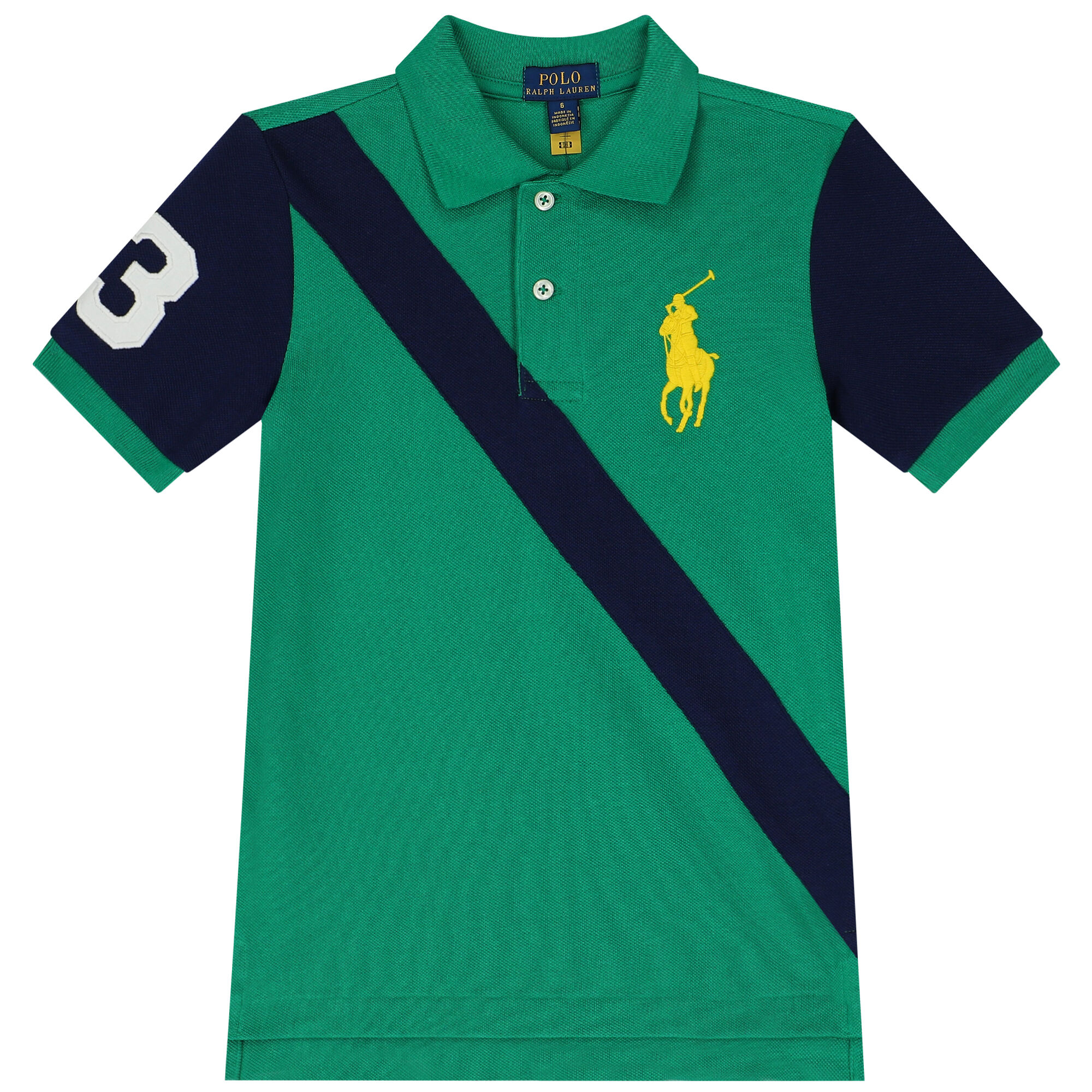 Ralph Lauren Boys Green & Navy Blue Logo Polo Shirt | Junior Couture USA